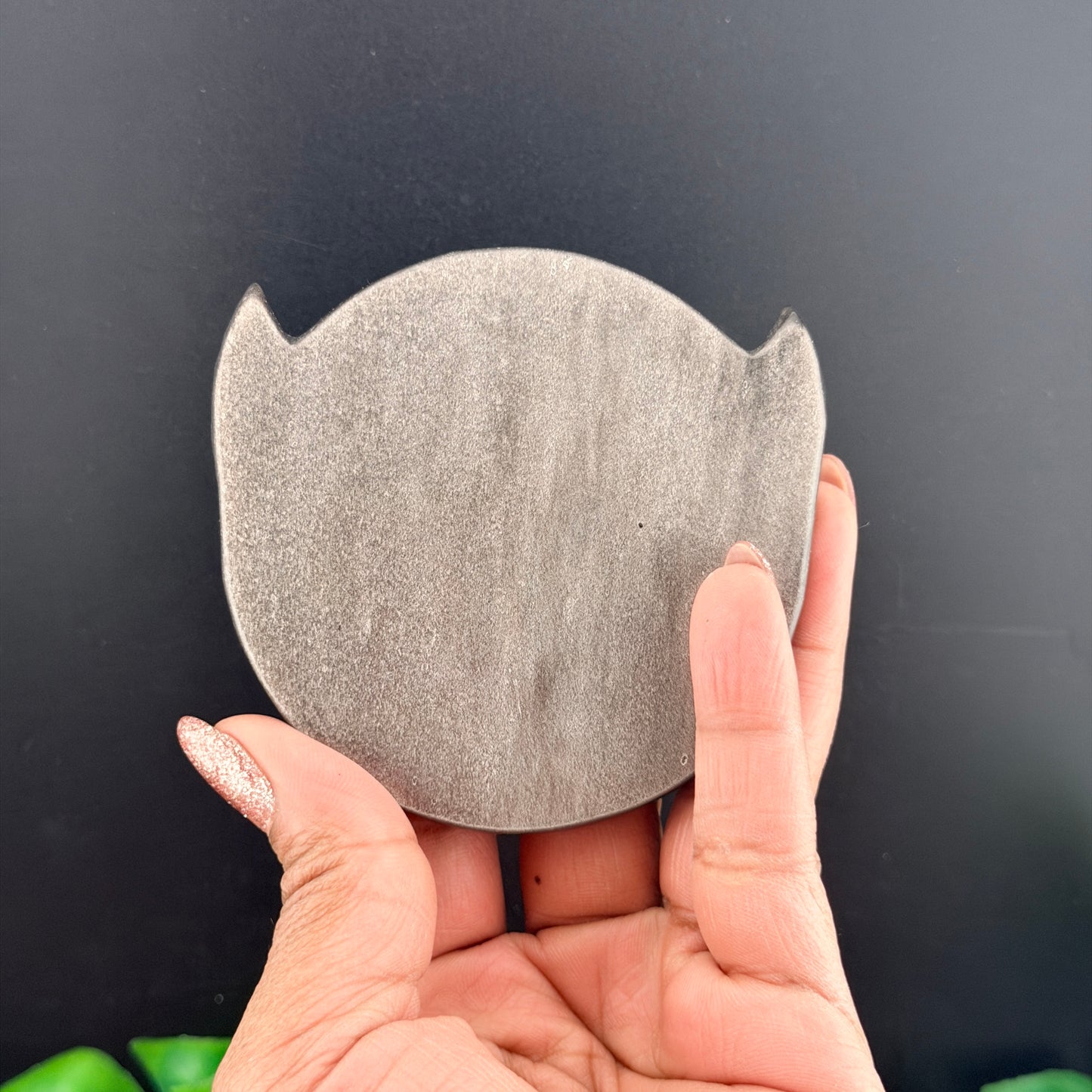 Silver Sheen Obsidian Scarab Medallion