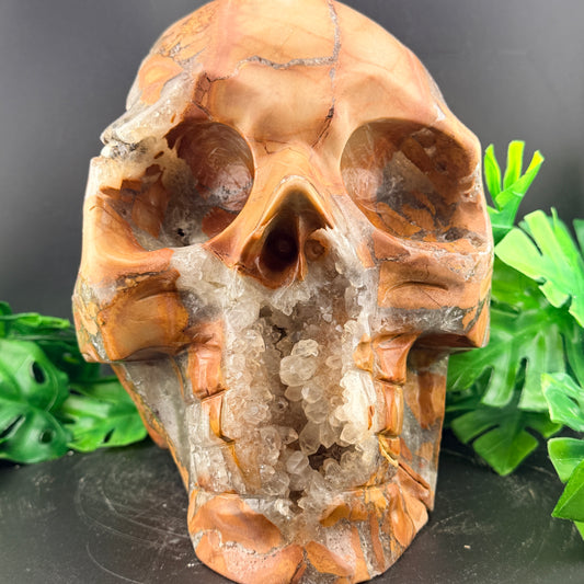 XL 10 inch Cotton Candy Agate Skull