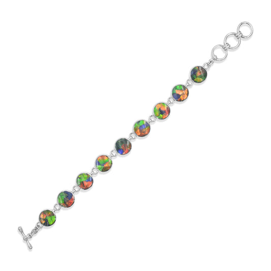 Starborn Ammolite Round Bracelet in Sterling Silver