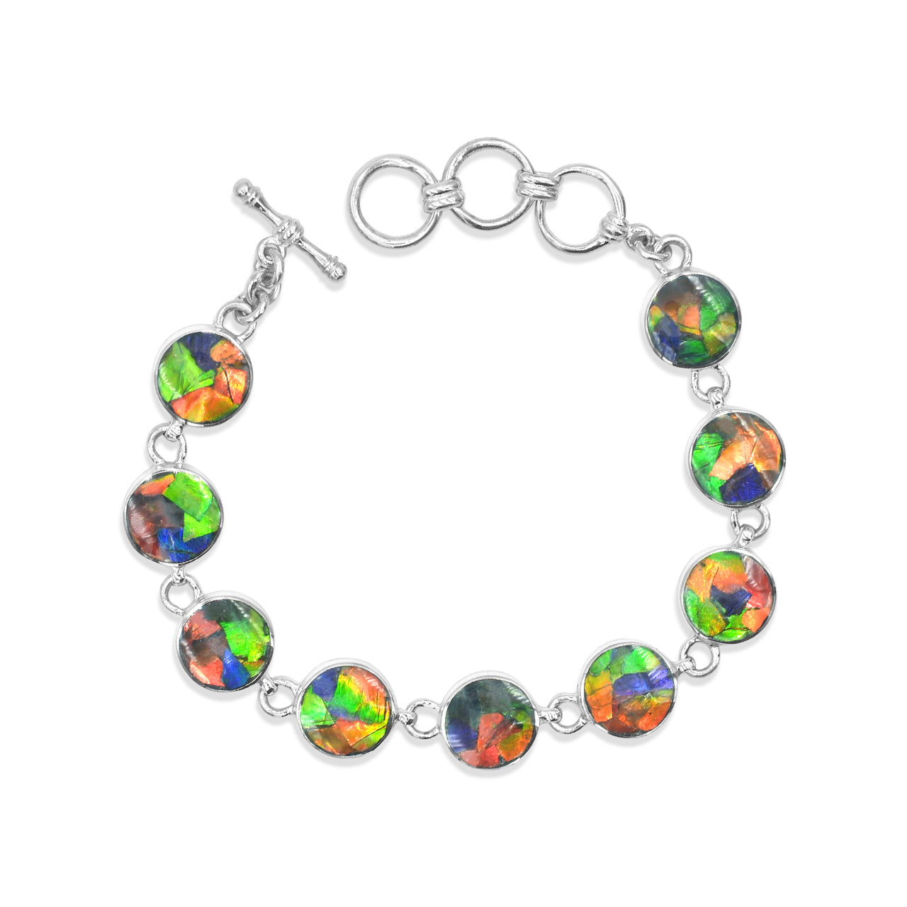 Starborn Ammolite Round Bracelet in Sterling Silver