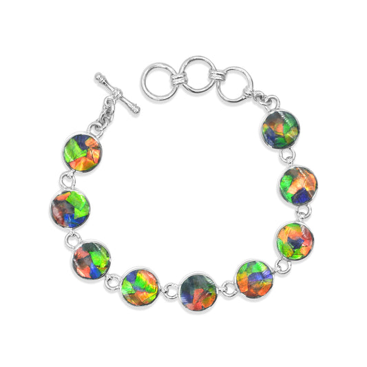 Starborn Ammolite Round Bracelet in Sterling Silver