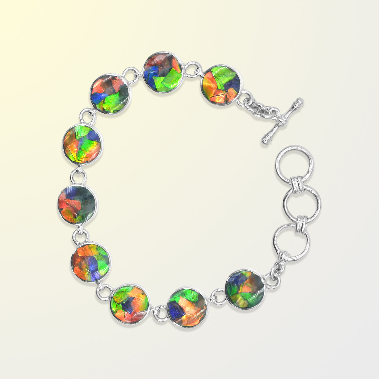 Starborn Ammolite Round Bracelet in Sterling Silver
