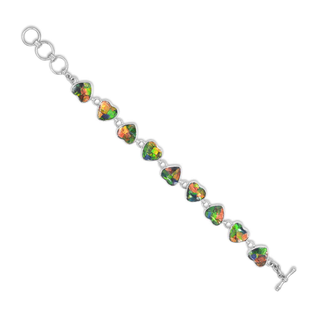 Starborn Ammolite Heart Bracelet in Sterling Silver