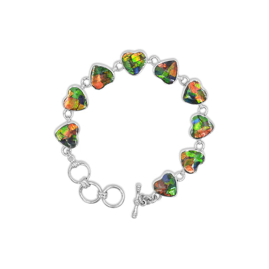 Starborn Ammolite Heart Bracelet in Sterling Silver