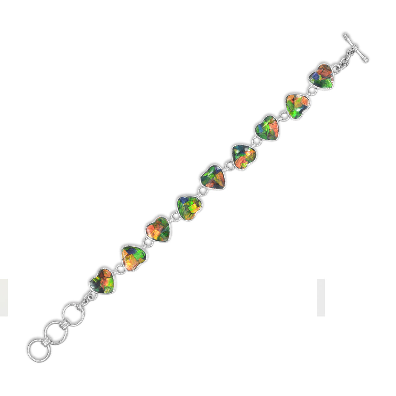 Starborn Ammolite Heart Bracelet in Sterling Silver