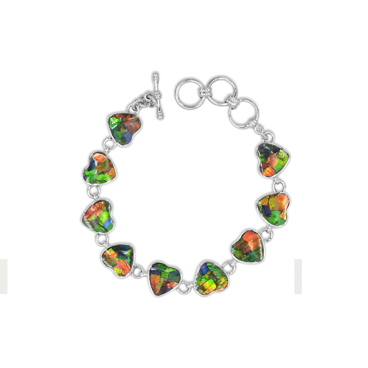 Starborn Ammolite Heart Bracelet in Sterling Silver