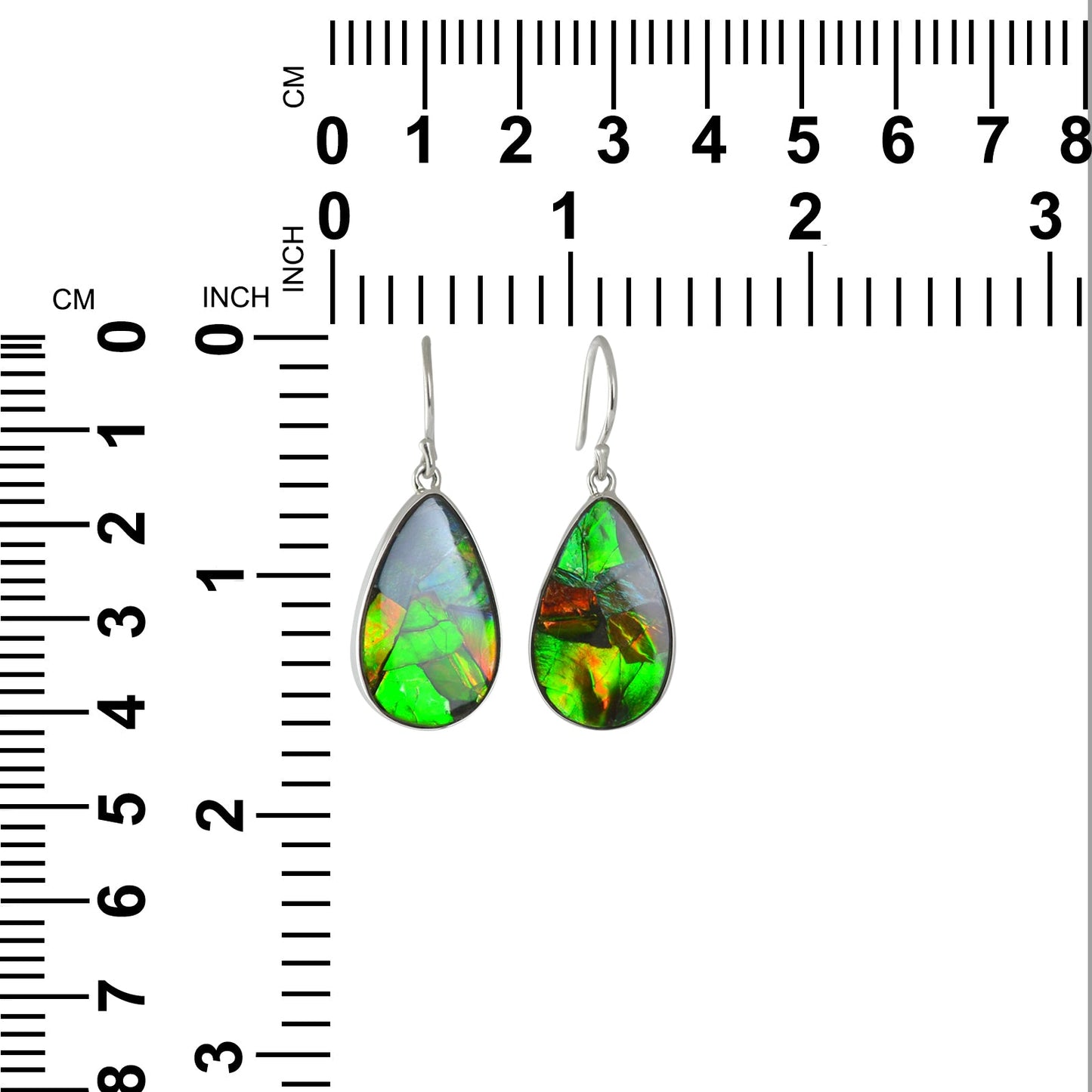 Starborn Ammolite Pear Shaped Dangle Earrings in Sterling Silver