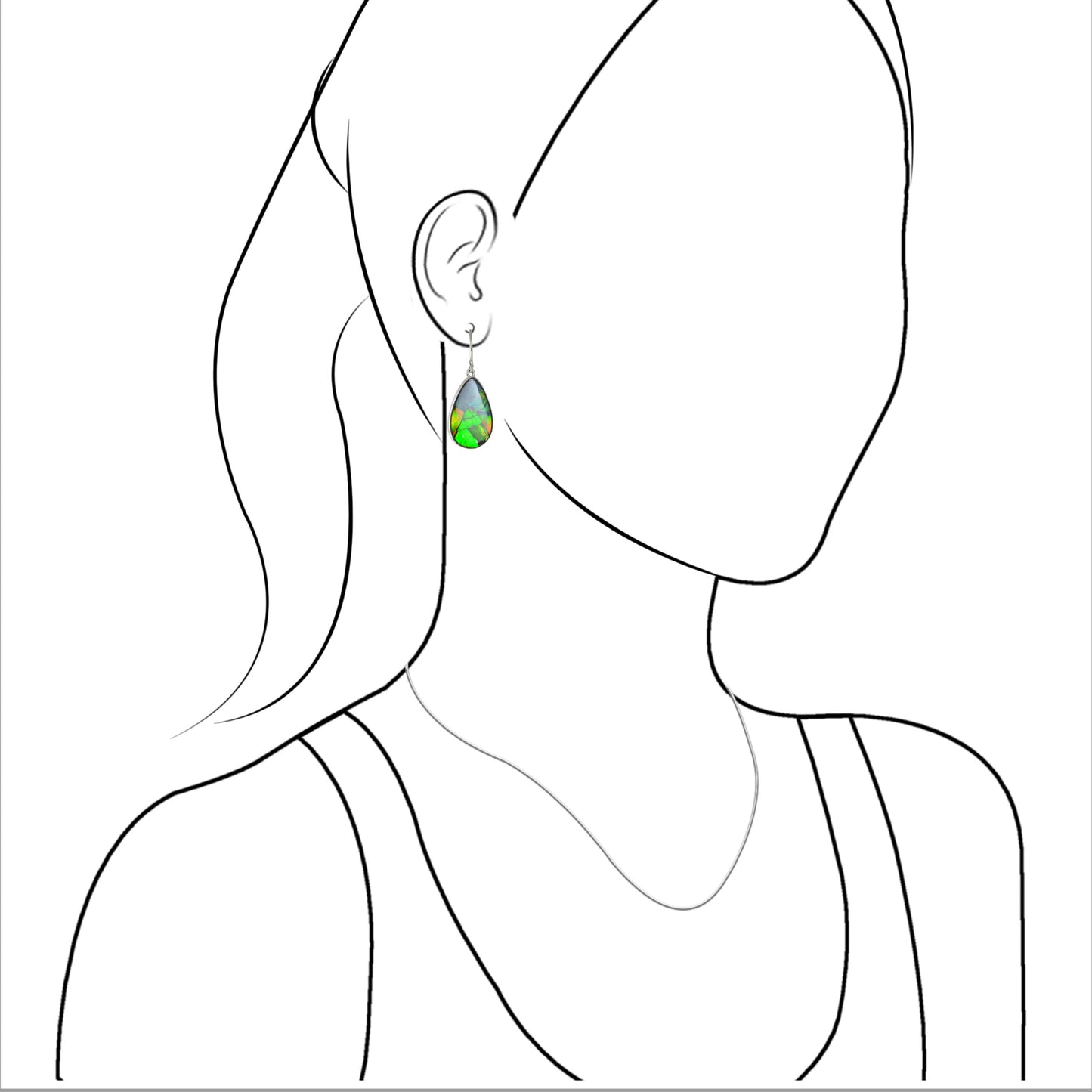 Starborn Ammolite Pear Shaped Dangle Earrings in Sterling Silver