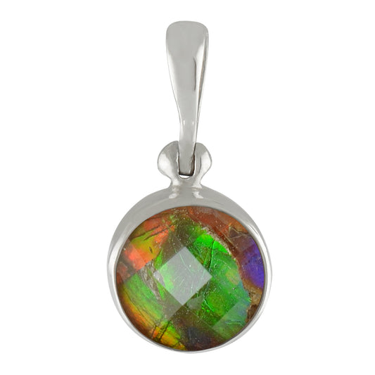 Starborn  Ammolite Faceted Doublet Sterling Silver Round Pendant