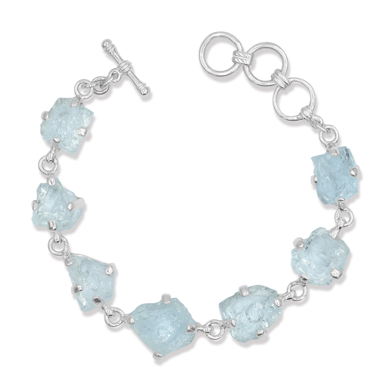 Starborn Aquamarine Prong Set Bracelet in Sterling Silver