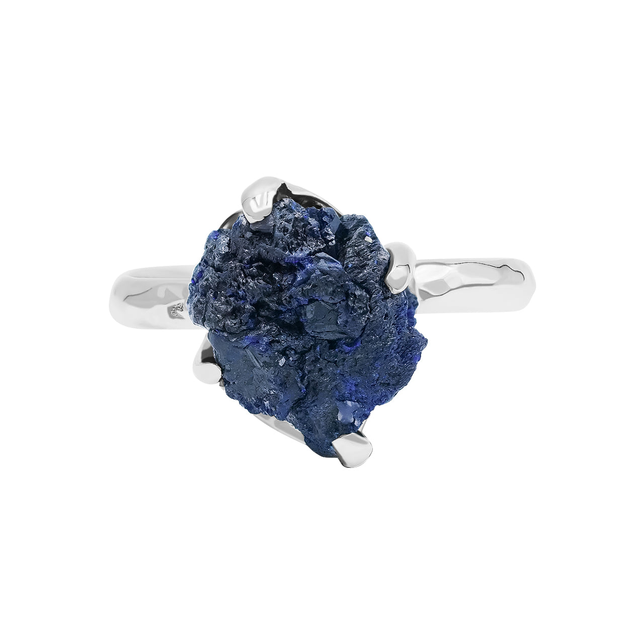 Starborn Azurite Crystal Prong Set Ring in Sterling Silver