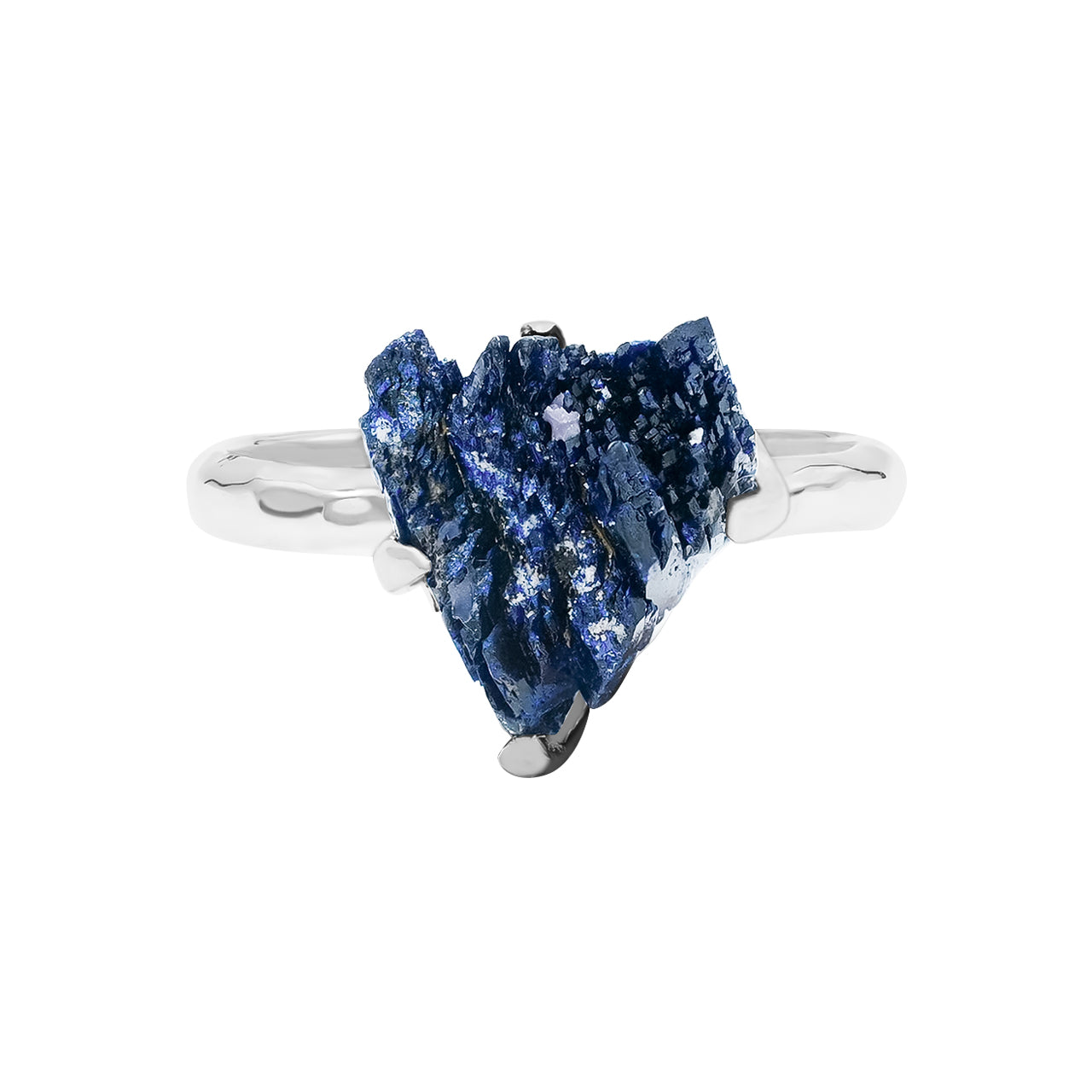 Starborn Azurite Crystal Prong Set Ring in Sterling Silver