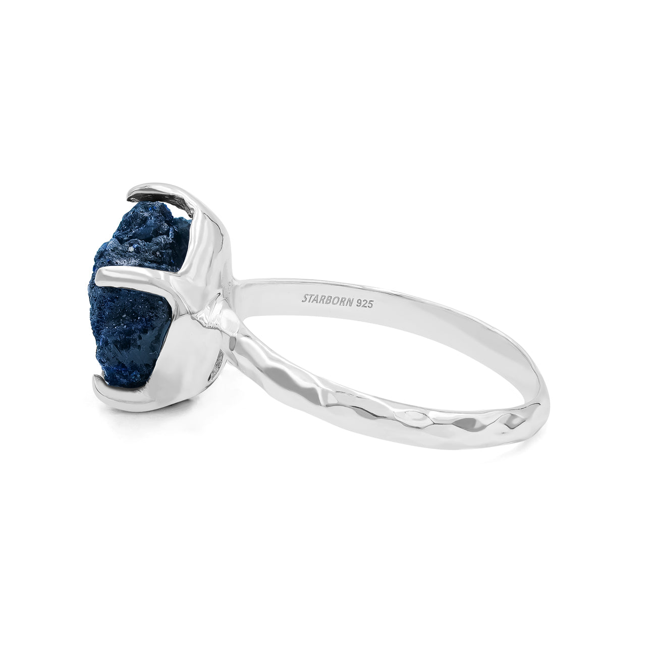 Starborn Azurite Crystal Prong Set Ring in Sterling Silver