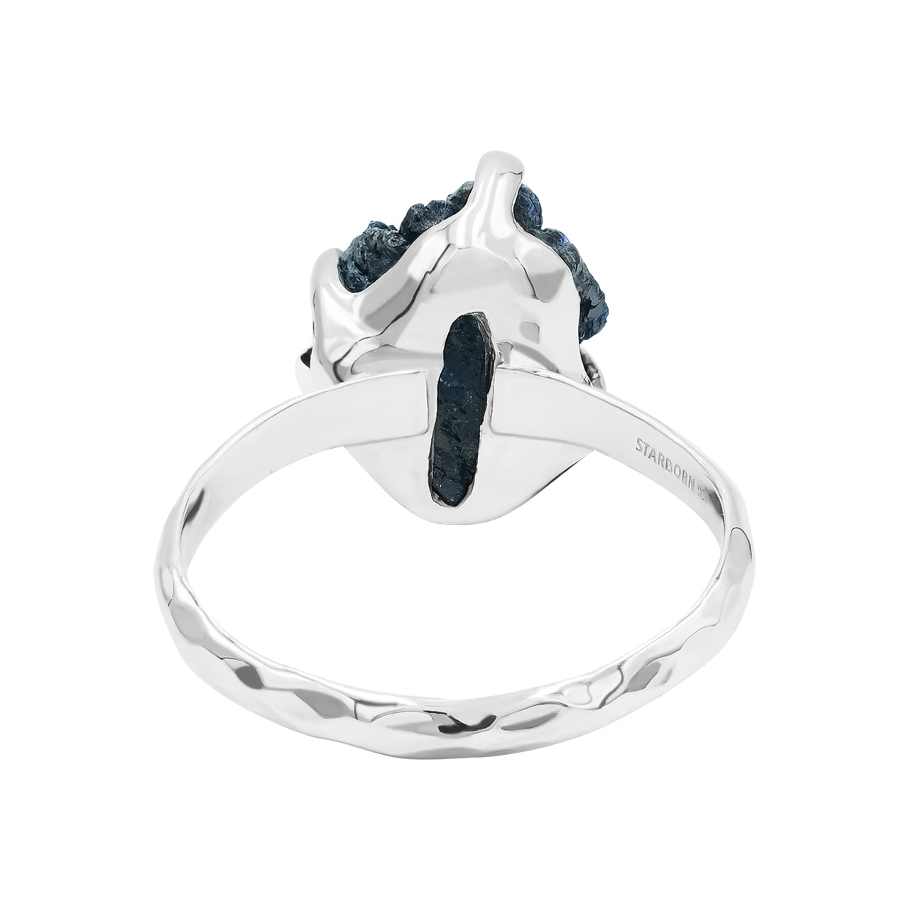 Starborn Azurite Crystal Prong Set Ring in Sterling Silver