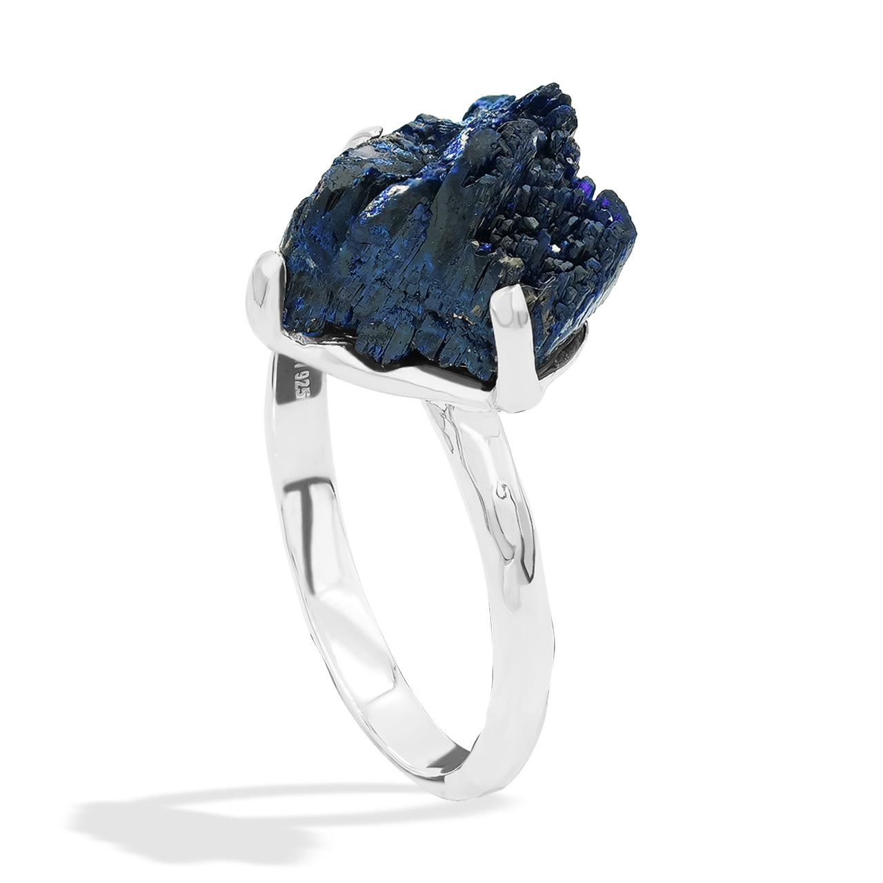 Starborn Azurite Crystal Prong Set Ring in Sterling Silver