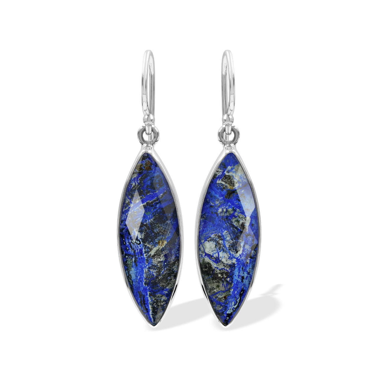 Starborn Faceted Azurite Malachite Doublet Earrings in Sterling Silver