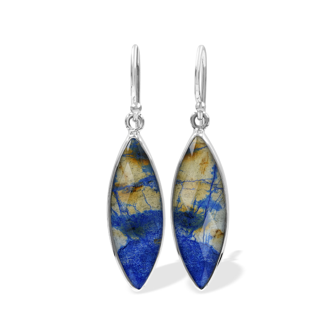 Starborn Faceted Azurite Malachite Doublet Earrings in Sterling Silver