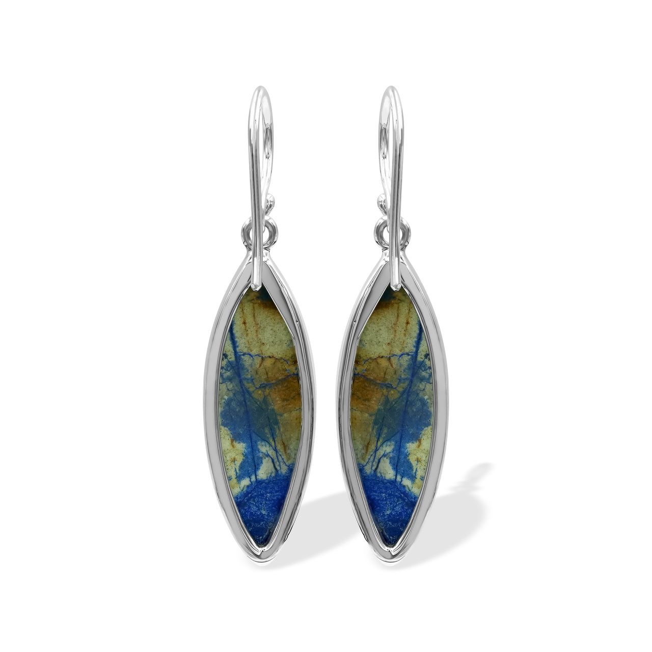 Starborn Faceted Azurite Malachite Doublet Earrings in Sterling Silver