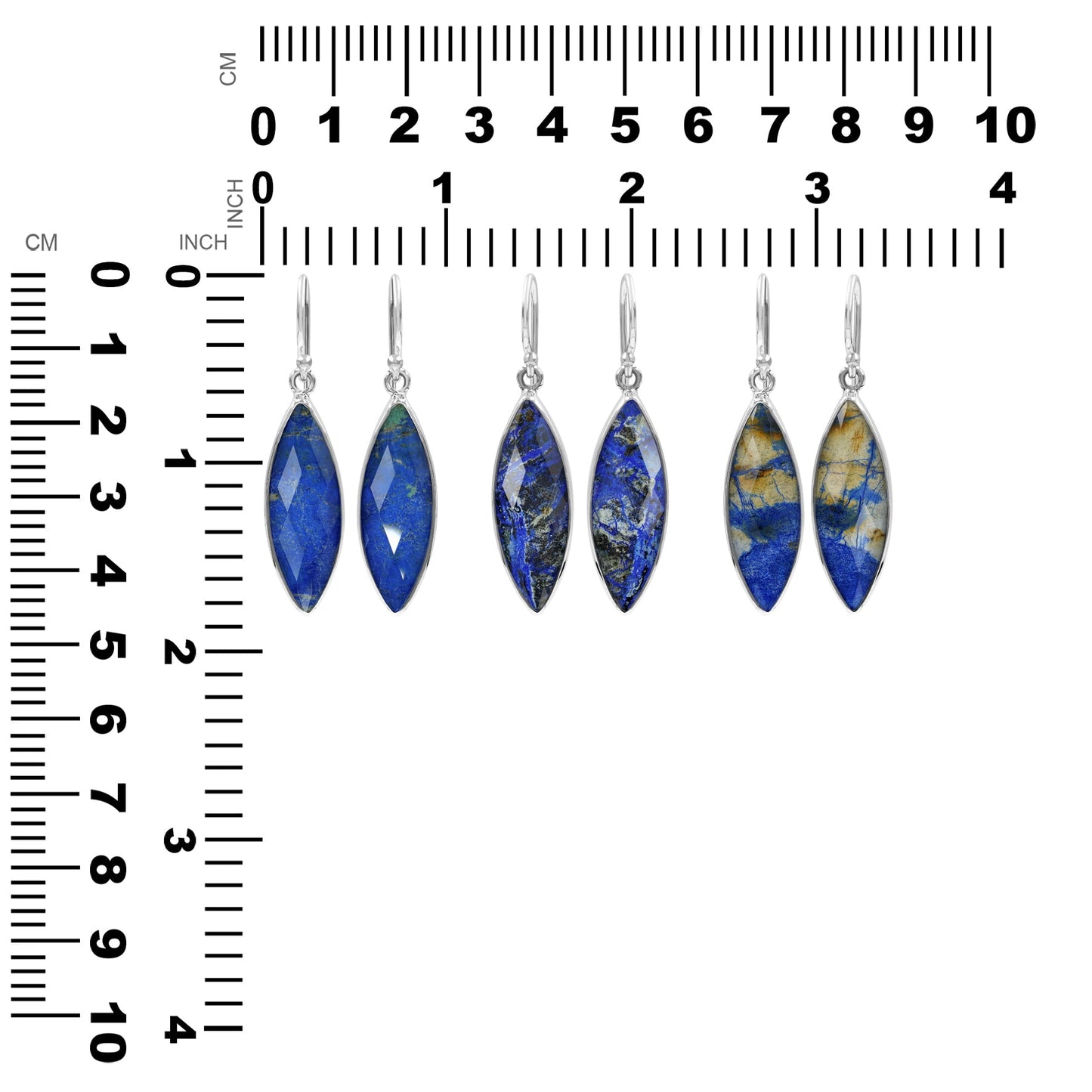 Starborn Faceted Azurite Malachite Doublet Earrings in Sterling Silver