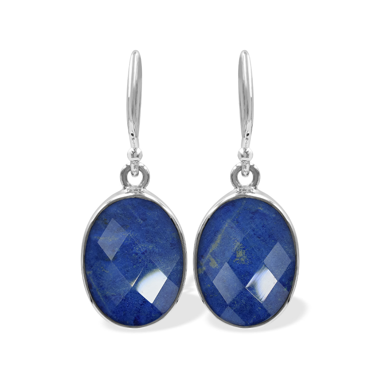 Starborn Faceted Azurite Malachite Doublet Oval Earrings in Sterling Silver