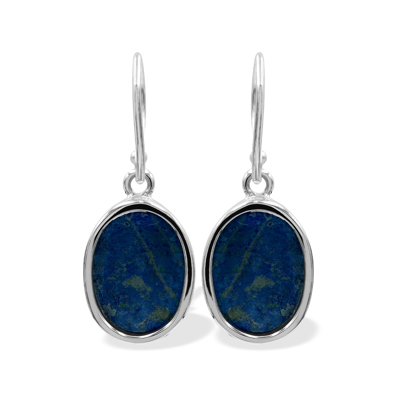 Starborn Faceted Azurite Malachite Doublet Oval Earrings in Sterling Silver