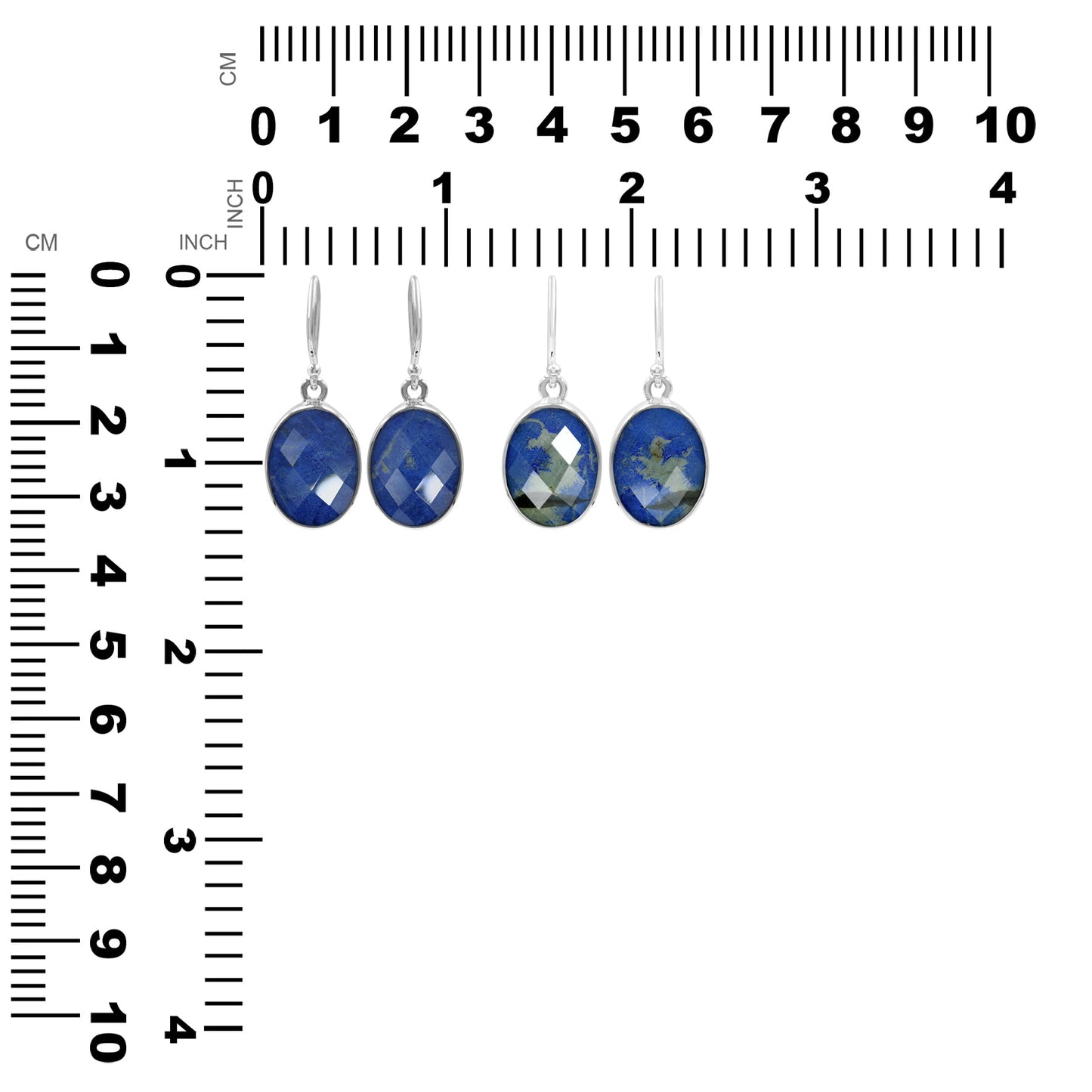 Starborn Faceted Azurite Malachite Doublet Oval Earrings in Sterling Silver