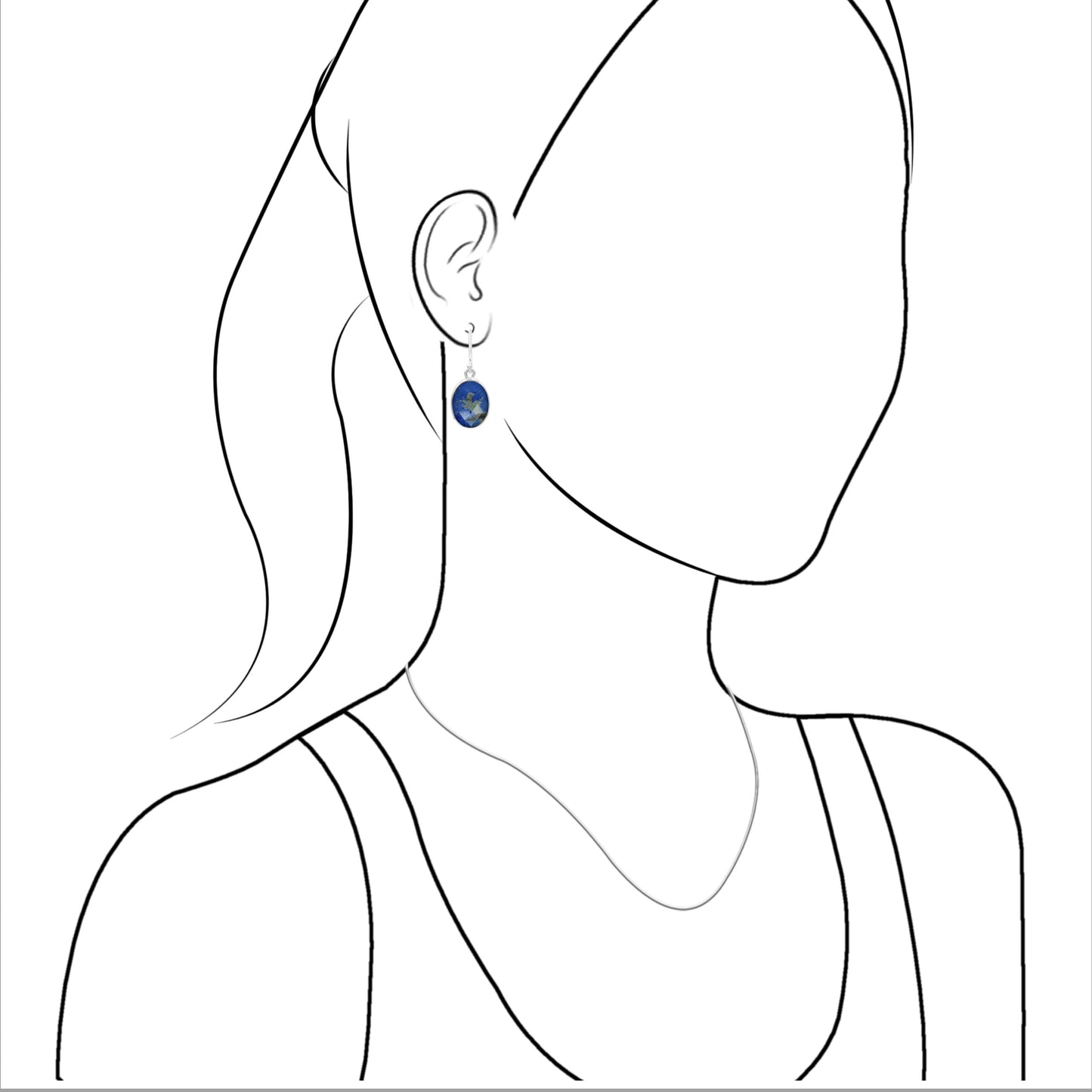 Starborn Faceted Azurite Malachite Doublet Oval Earrings in Sterling Silver