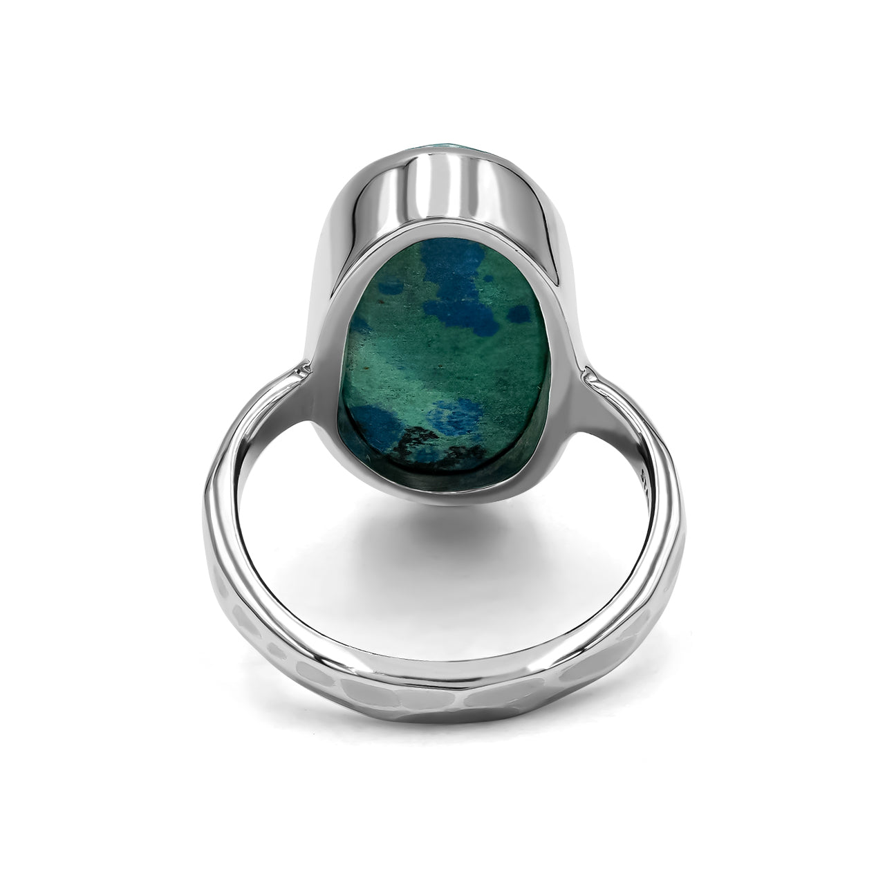 Starborn Faceted Azurite Malachite Quartz Doublet Ring in Sterling Silver