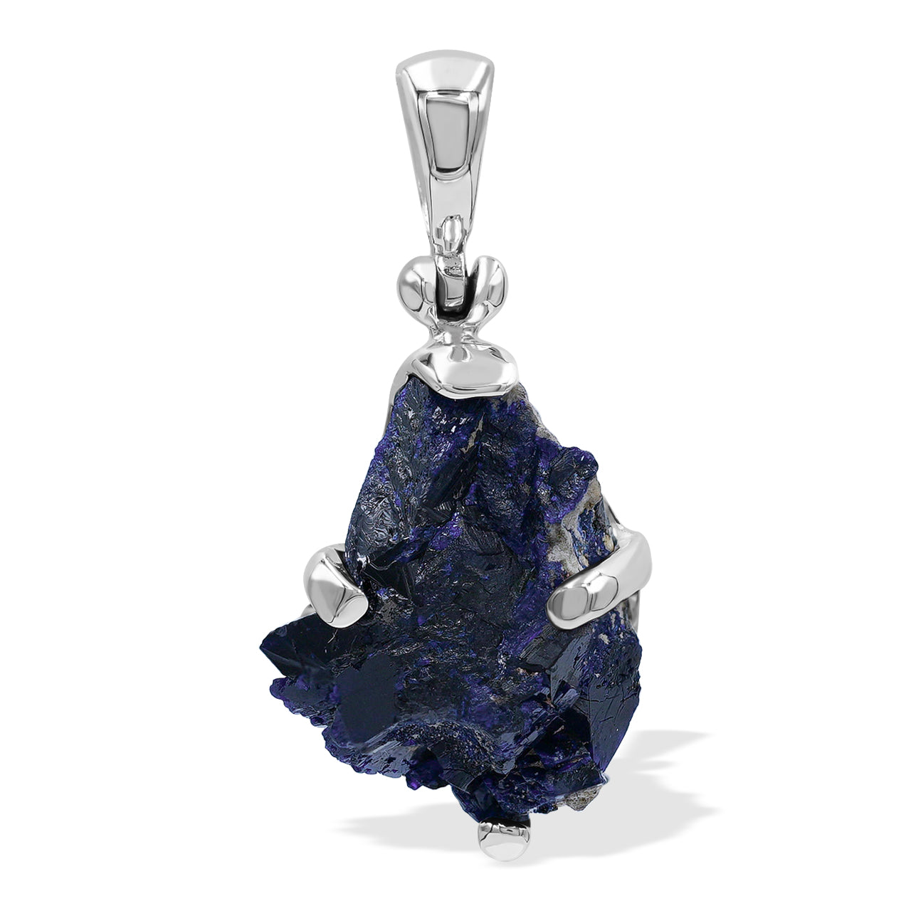Starborn Azurite Crystal Prong Set Pendant in Sterling Silver
