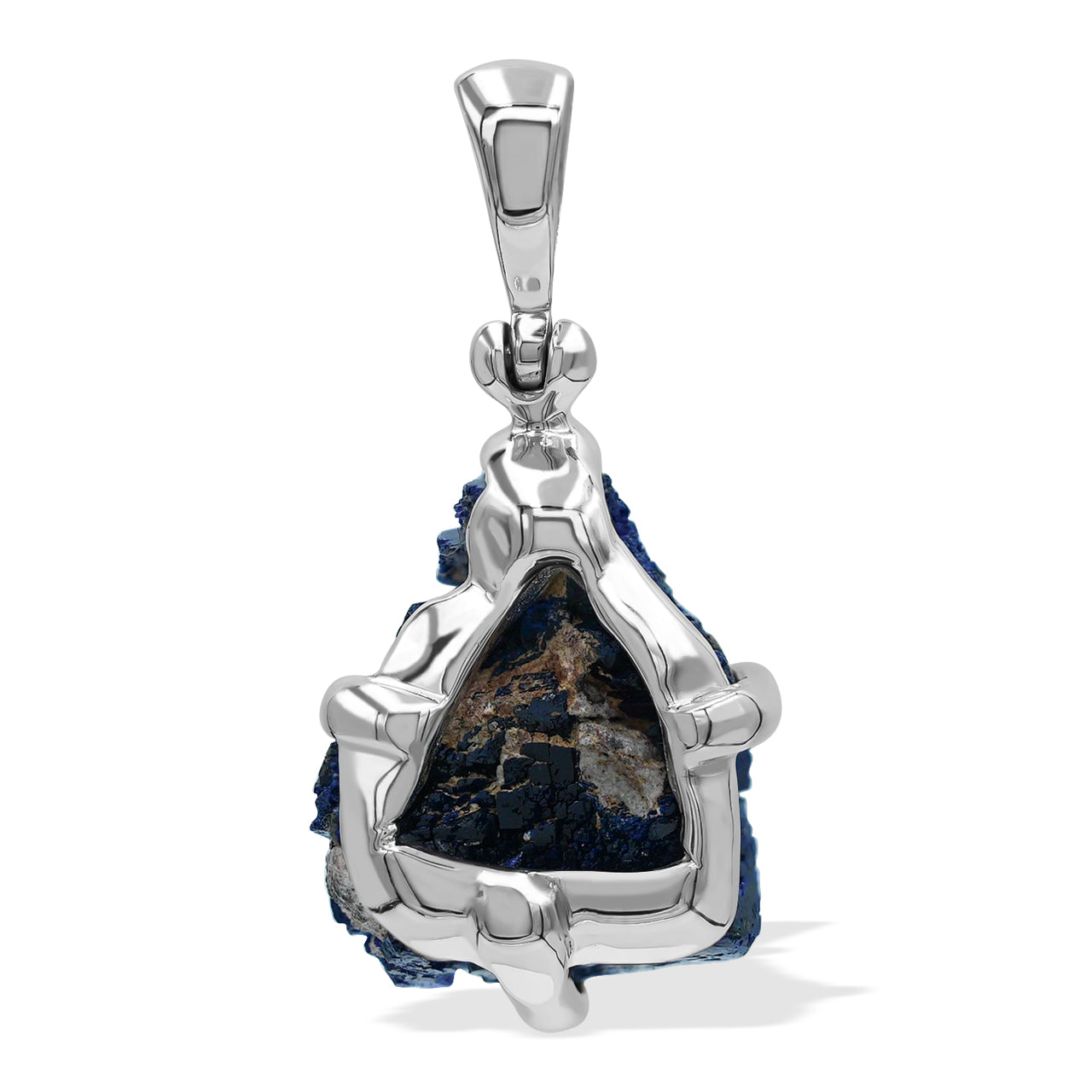 Starborn Azurite Crystal Prong Set Pendant in Sterling Silver