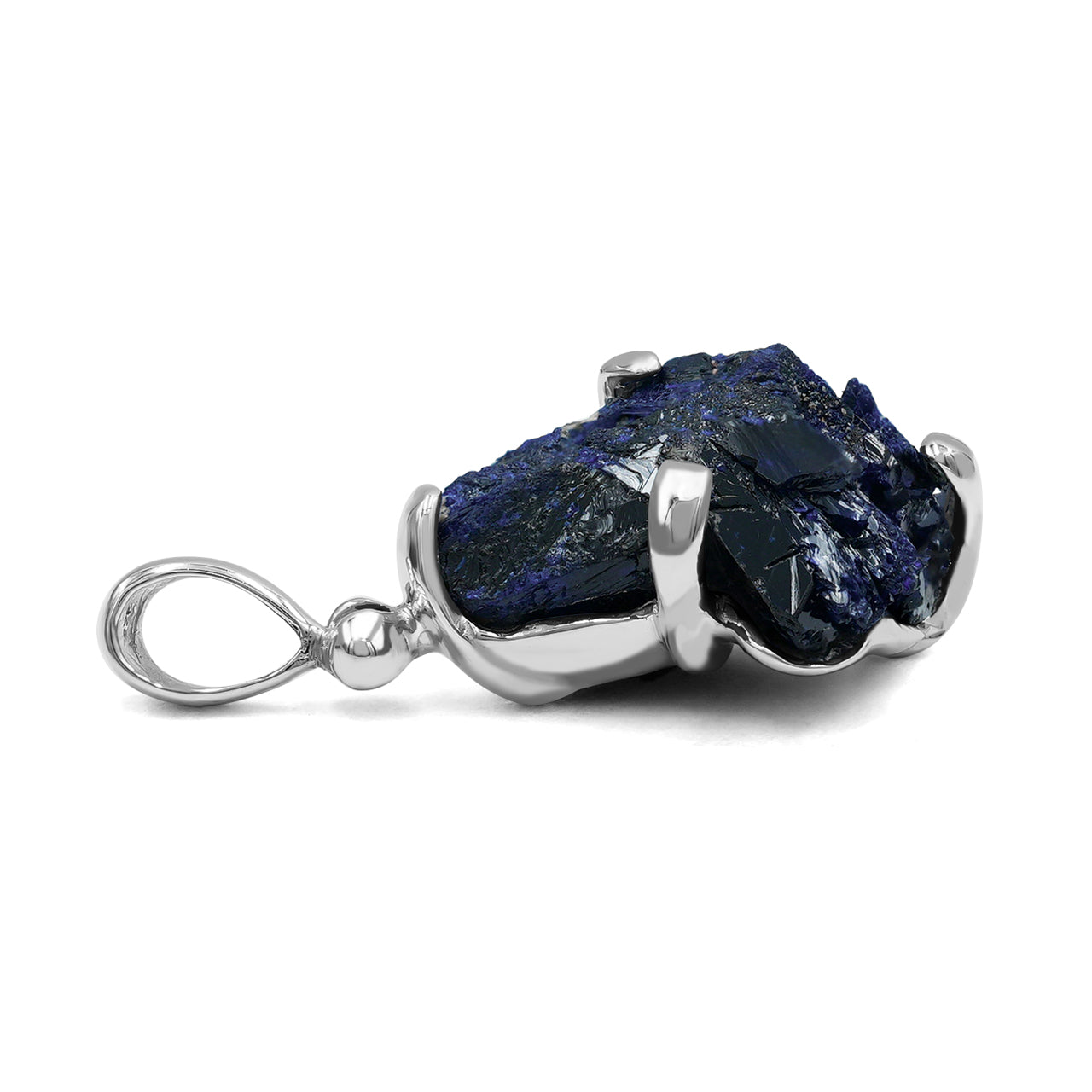 Starborn Azurite Crystal Prong Set Pendant in Sterling Silver