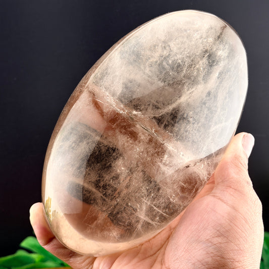 Smoky Quartz Droplet with Red Hematite in Stand