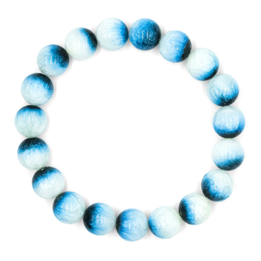 Starborn 10 mm Blue Ice Glacierite Beaded Elastic Bracelet