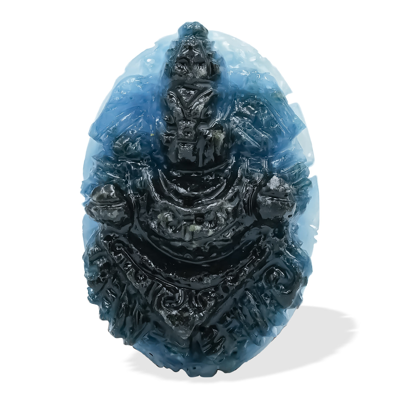 Starborn Blue Ice Glacierite Oval Shaped Hand Carved Ganesha Cabochon