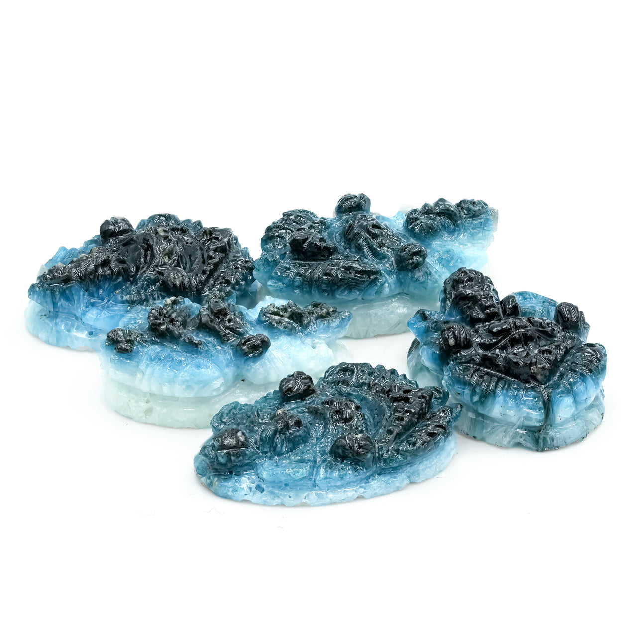 Starborn Blue Ice Glacierite Oval Shaped Hand Carved Ganesha Cabochon