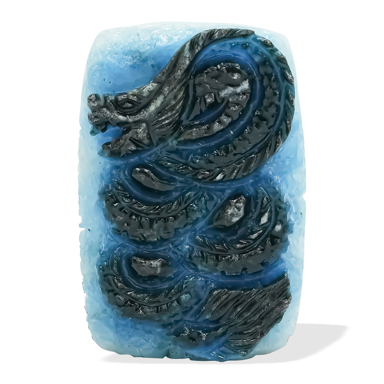 Starborn Blue Ice Glacierite Hand Carved Dragon Cabochon