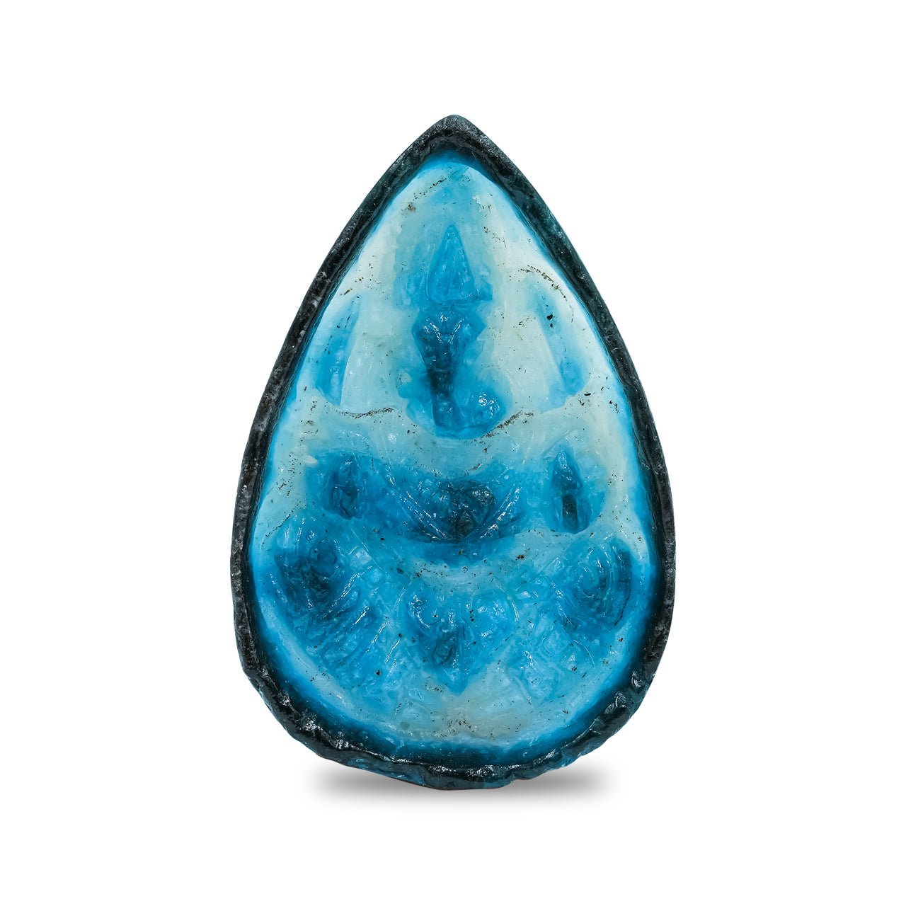 Starborn Carved Pear-Shaped Blue Ice Glacierite Ganesha Carving 35-36 mm - 1 piece