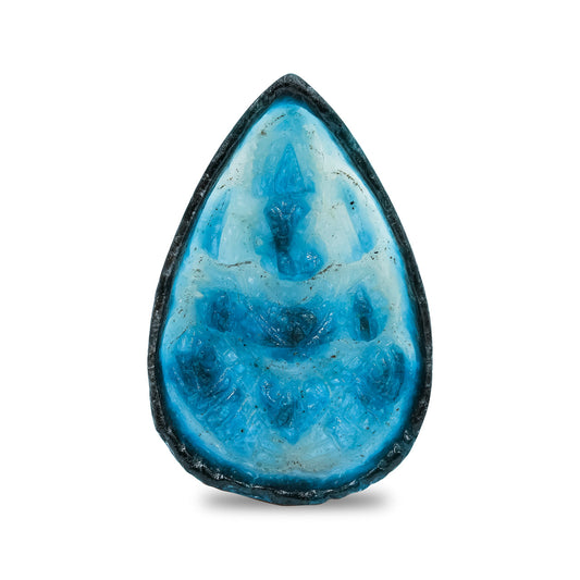 Starborn Carved Pear-Shaped Blue Ice Glacierite Ganesha Carving 35-36 mm - 1 piece