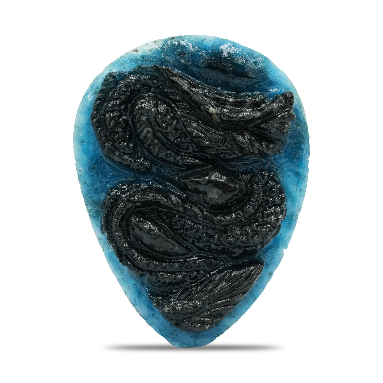 Starborn Carved Pear-Shaped Blue Ice Glacierite Dragon Carving 40-42 mm - 1 piece