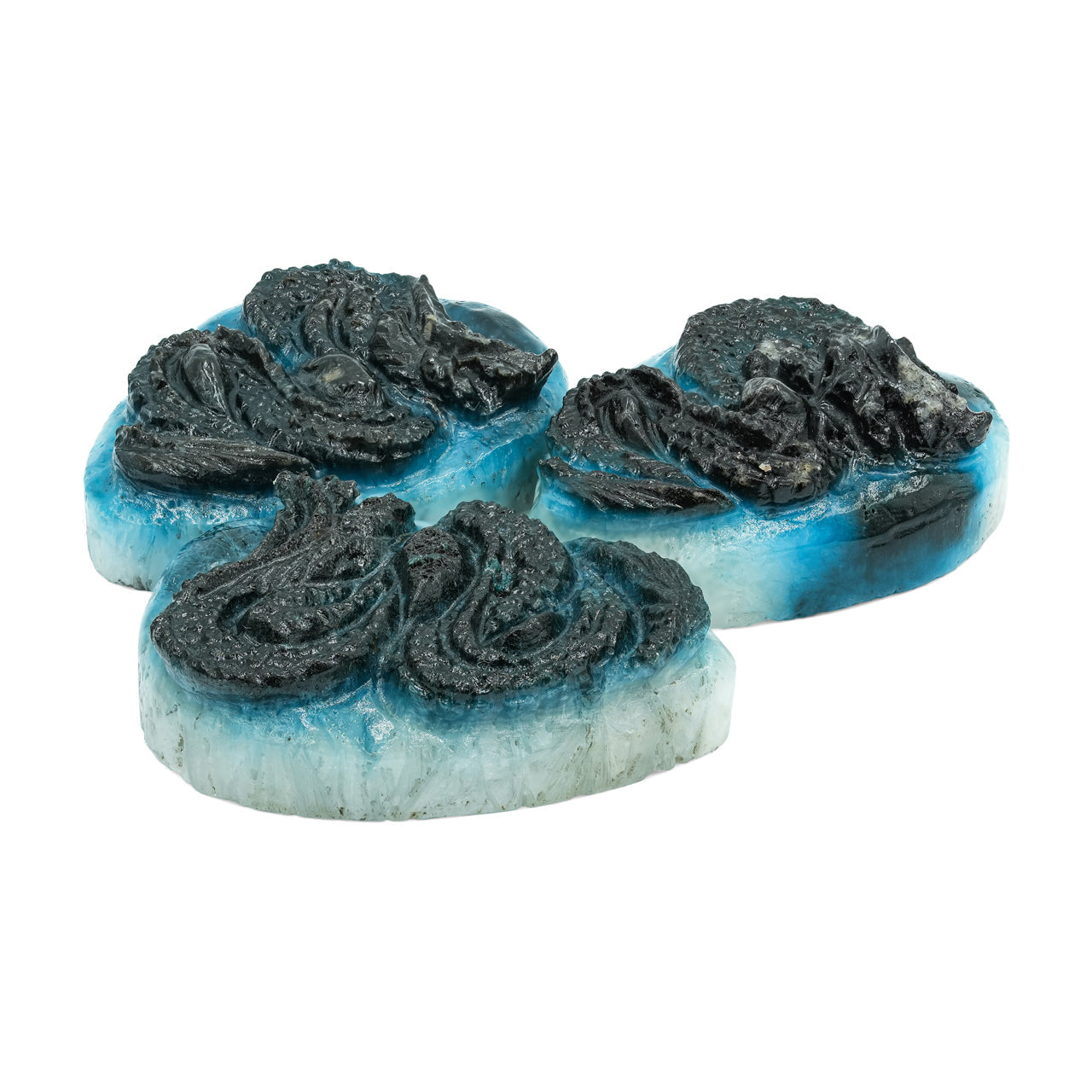 Starborn Carved Pear-Shaped Blue Ice Glacierite Dragon Carving 40-42 mm - 1 piece