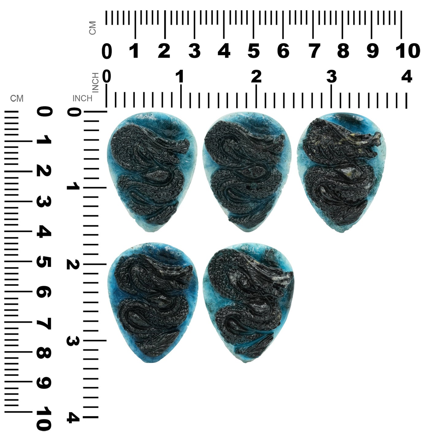 Starborn Carved Pear-Shaped Blue Ice Glacierite Dragon Carving 40-42 mm - 1 piece
