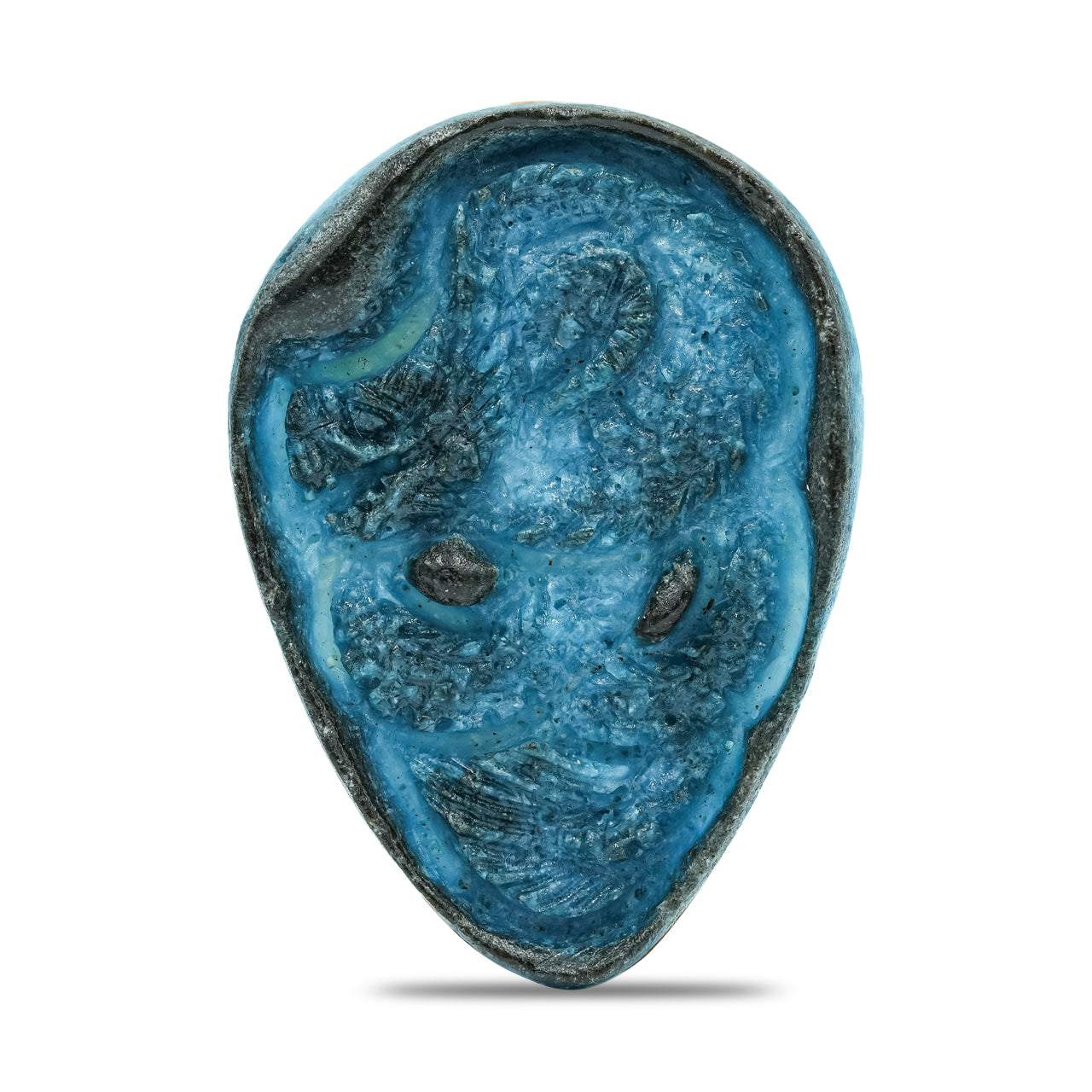 Starborn Carved Pear-Shaped Blue Ice Glacierite Dragon Carving - 1 piece