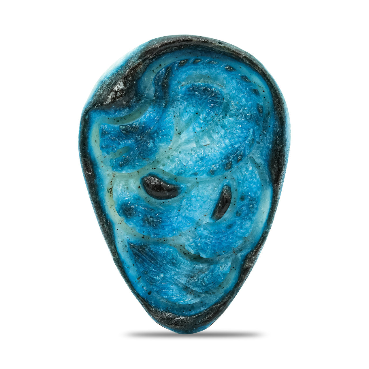 Starborn Carved Pear-Shaped Blue Ice Glacierite Dragon Carving - 1 piece