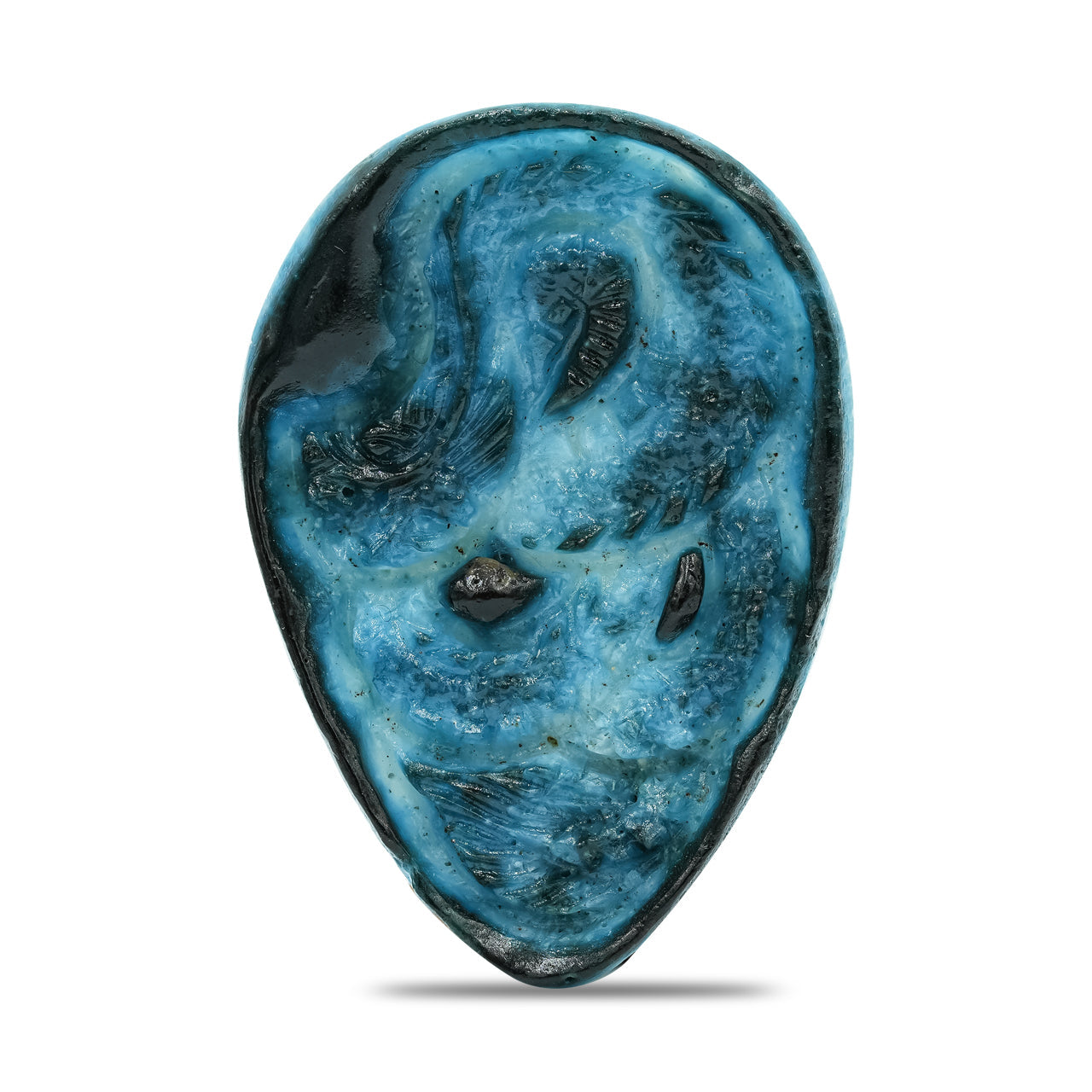 Starborn Carved Pear-Shaped Blue Ice Glacierite Dragon Carving - 1 piece