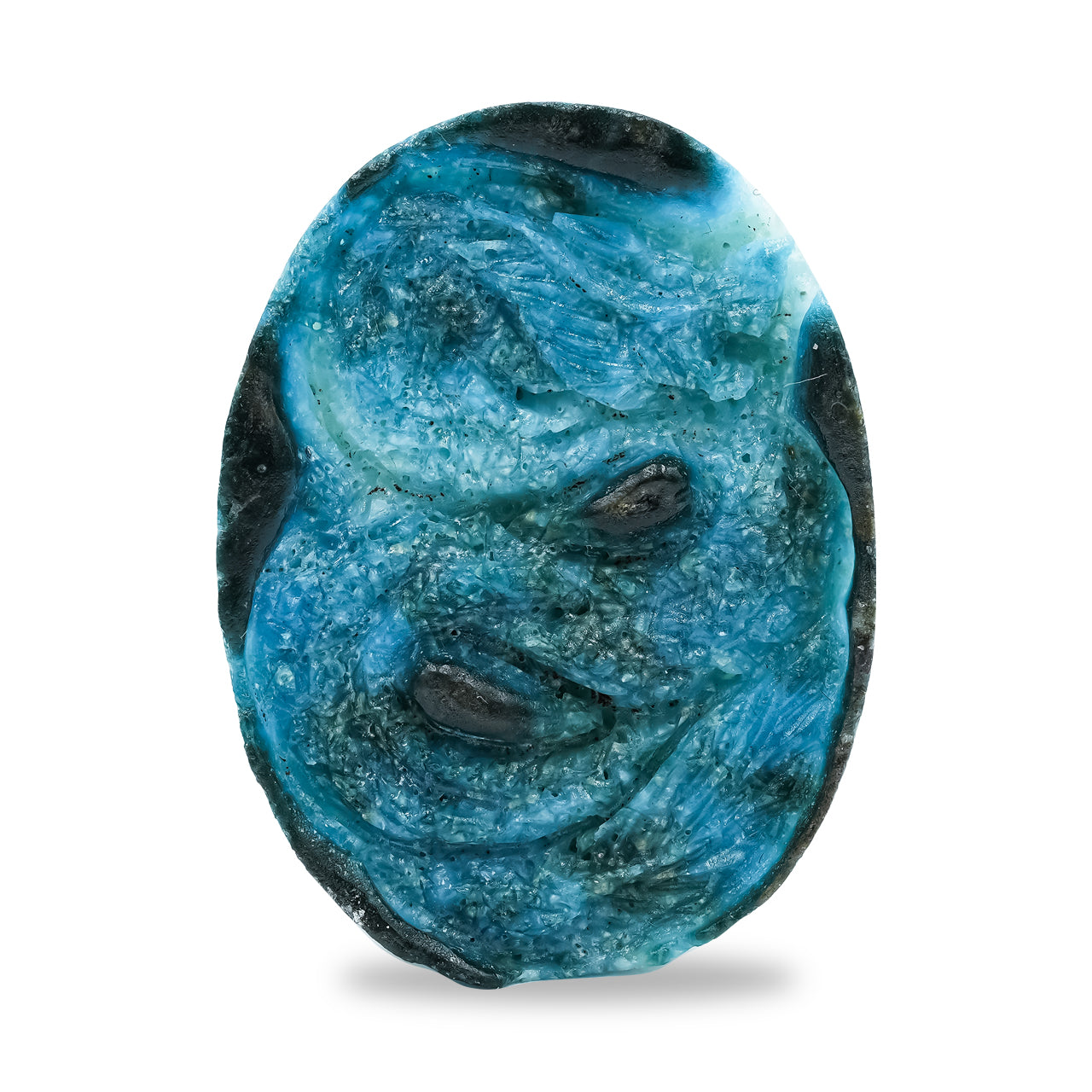 Starborn Carved Oval Shaped Blue Ice Glacierite Dragon Carving 39-40 mm - 1 piece