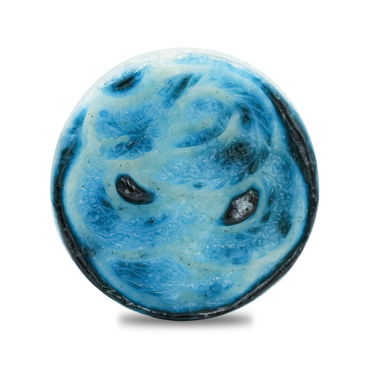 Starborn Carved Round Shaped Blue Ice Glacierite Dragon Carving 35-37 mm - 1 piece
