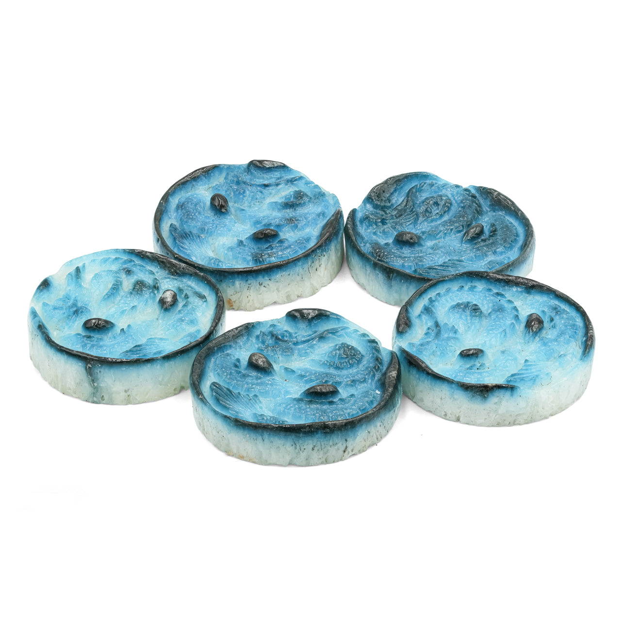 Starborn Carved Round Shaped Blue Ice Glacierite Dragon Carving 35-37 mm - 1 piece