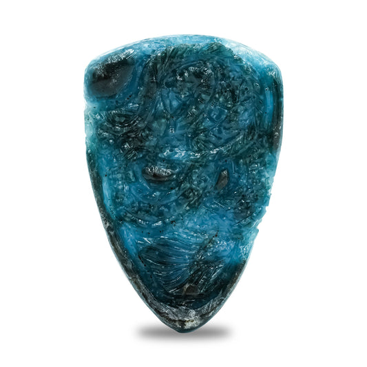 Starborn Carved Shield Shaped Blue Ice Glacierite Dragon Carving 34-35 mm - 1 piece