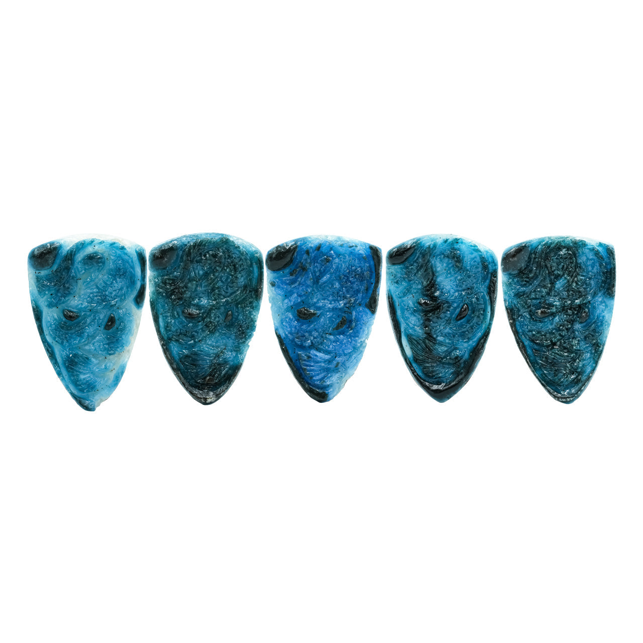 Starborn Carved Shield Shaped Blue Ice Glacierite Dragon Carving 34-35 mm - 1 piece