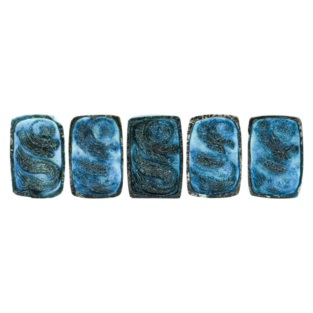 Starborn Carved Rectangle Shaped Blue Ice Glacierite Dragon Carving 34-35 mm - 1 piece